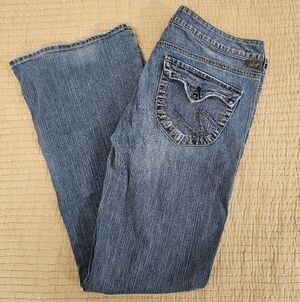 Silver Jeans Camille Y2k Bootcut Indigo Dyed Low Rise Embellished Pockets